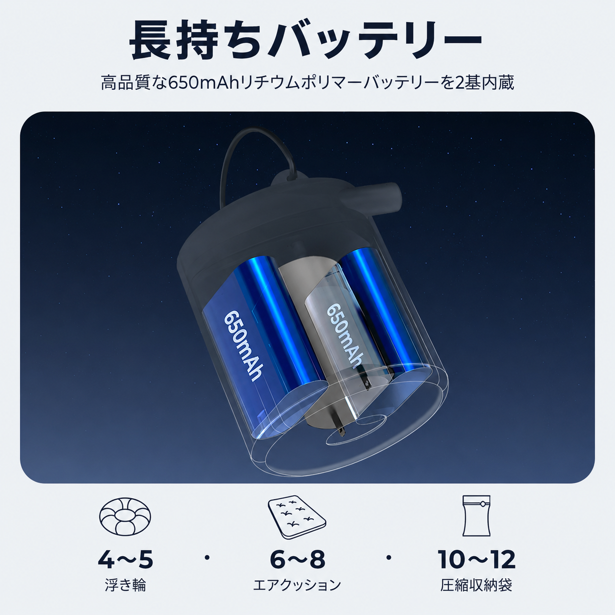 WOWストア 超軽量 ポータブル 電動空気入れ＆ライト