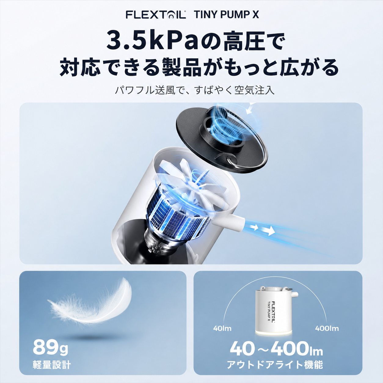 WOWストア 超軽量 ポータブル 電動空気入れ＆ライト