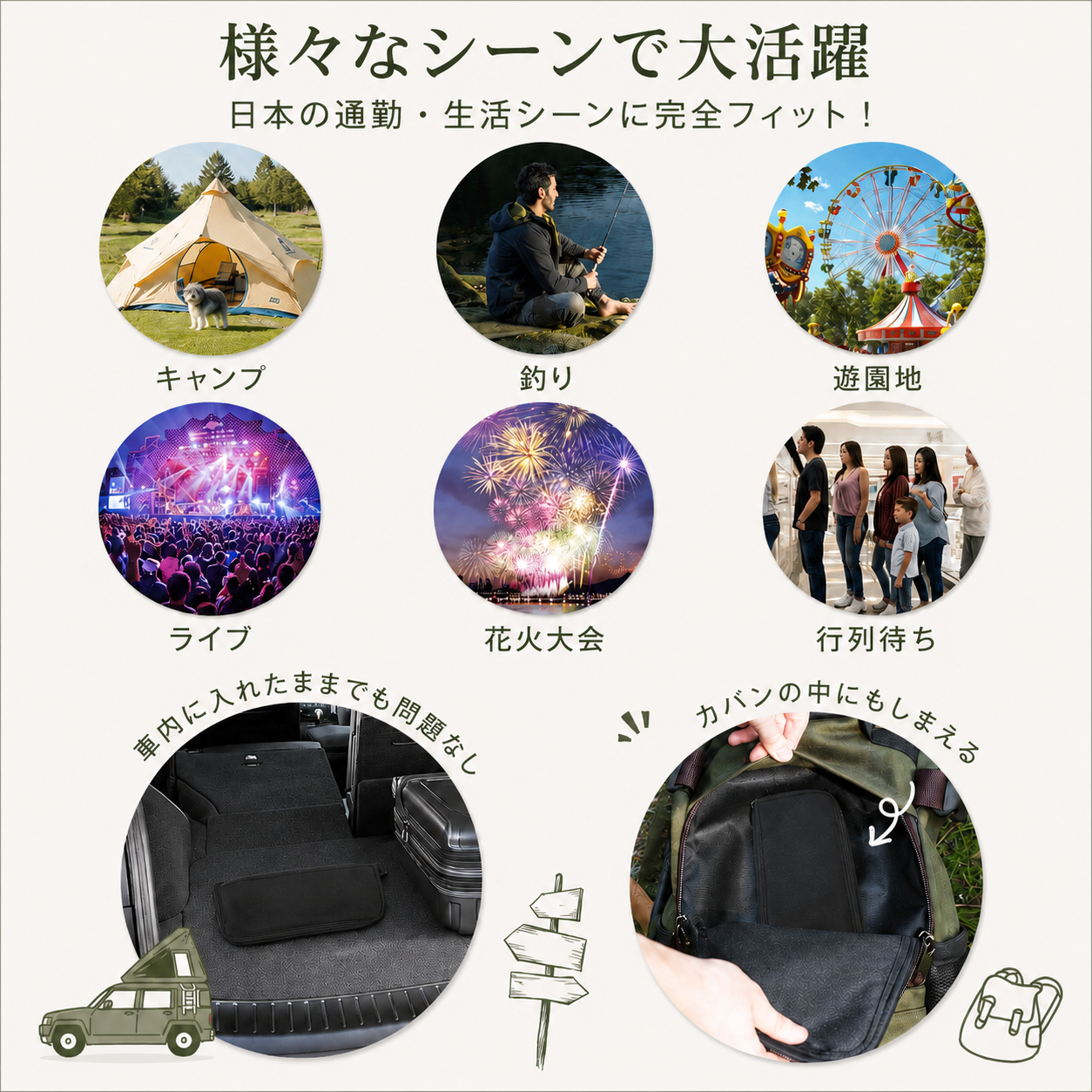 WOWストア 公園・フェス・防災に！万能チェア