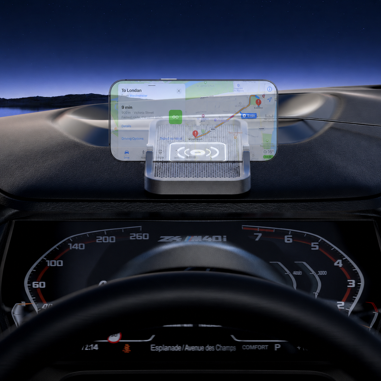 WOWストア 滑り止め一体型 車載ワイヤレス充電マット