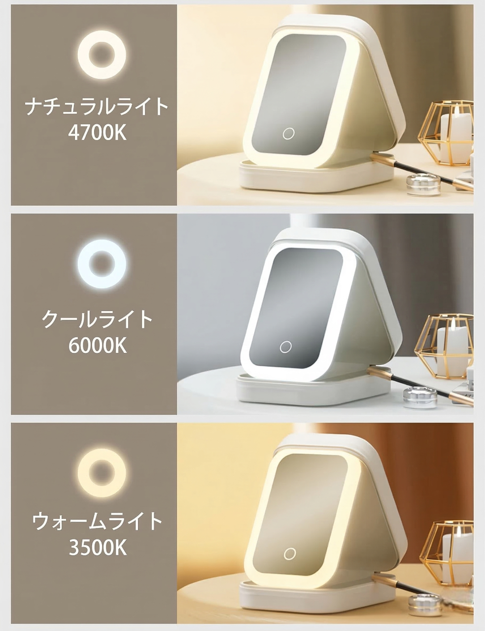 WOWストア LEDミラー付バッグ｜旅先でもプロ級の仕上がり