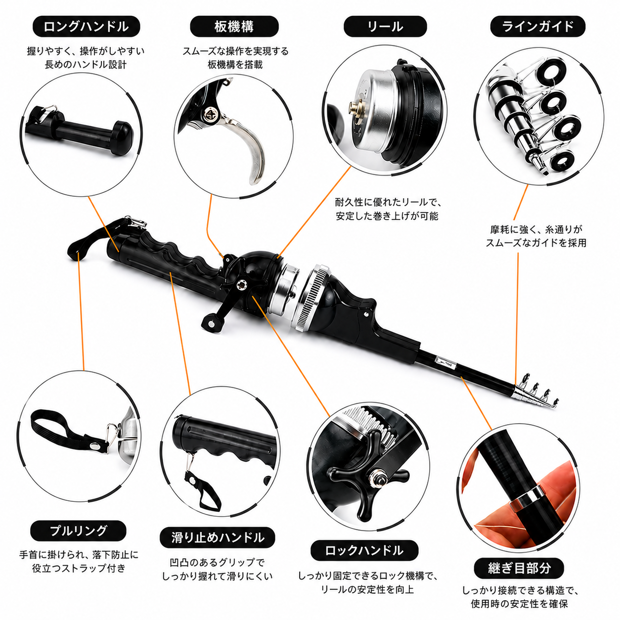 WOWストア｜収納26.5cm 折りたたみ釣り竿セット